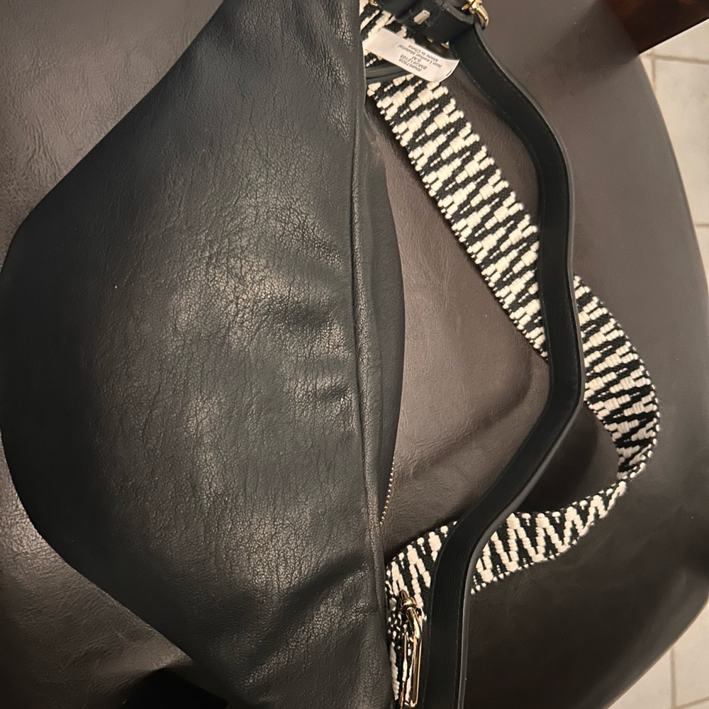 I.N.C Black Crossbody Bag with Patterned Strap